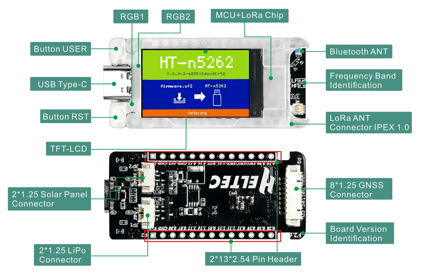 Mesh Node T114 (Rev. 2.0), nRF52840 + SX1262 LoRa Node, Meshtastic and LoRaWAN Compatible
